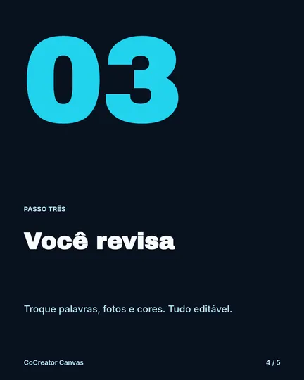 Slide 4 de 5: 03, passo três: você revisa